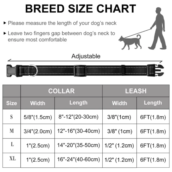 Reflective Dog Collar and Leash Set