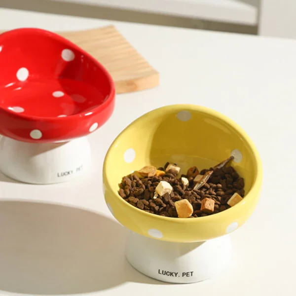 Neck Protector Mushroom Shape Pet Food Bowl