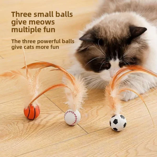Set of 3 Cat Bouncy Ball with Feathers