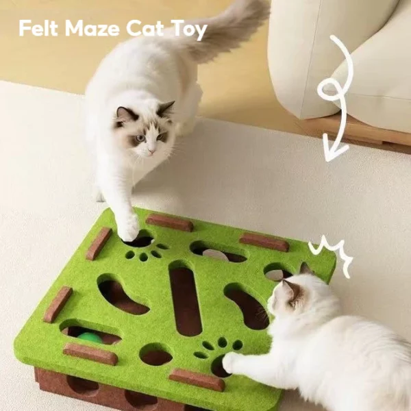 Cat Puzzle Toy Felt Box with Ball